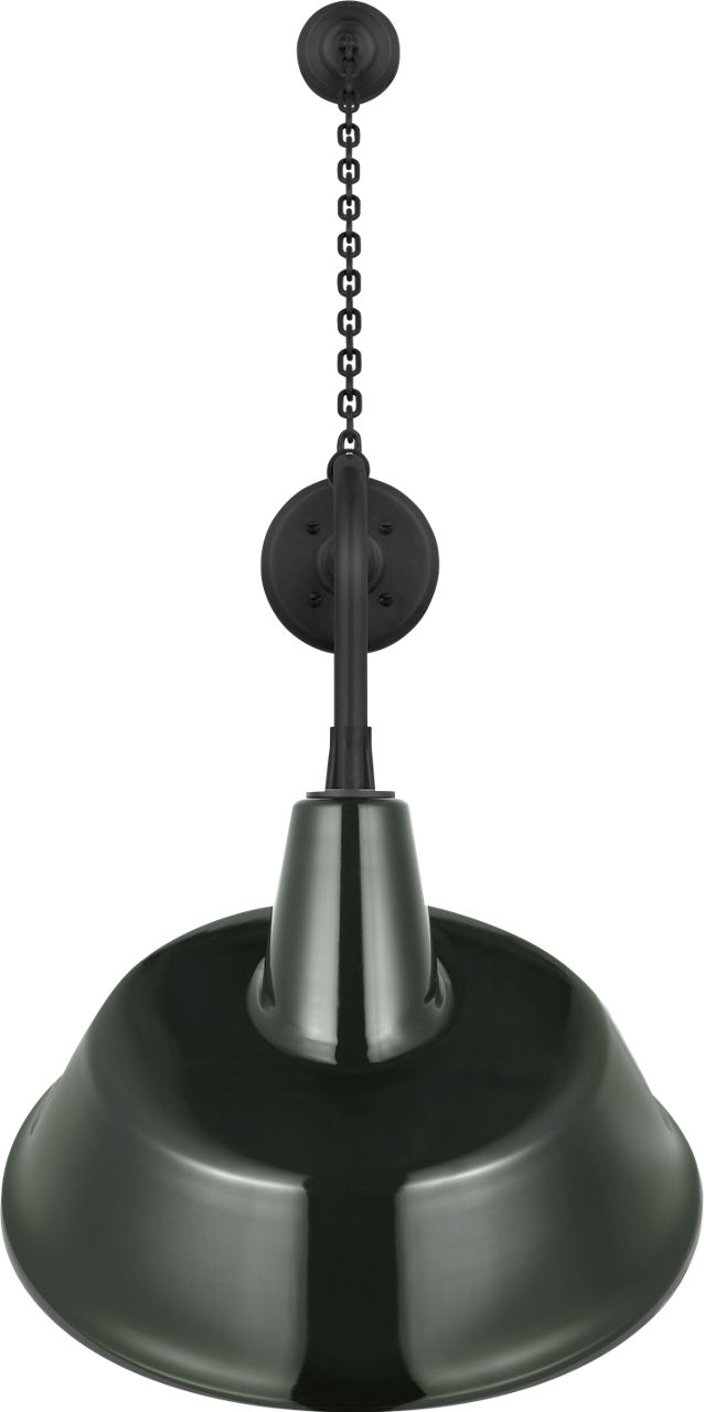 Academy 20" Anchored Rex Barn Light in Matte Black with 16" Green Tilted Bowers Shade
