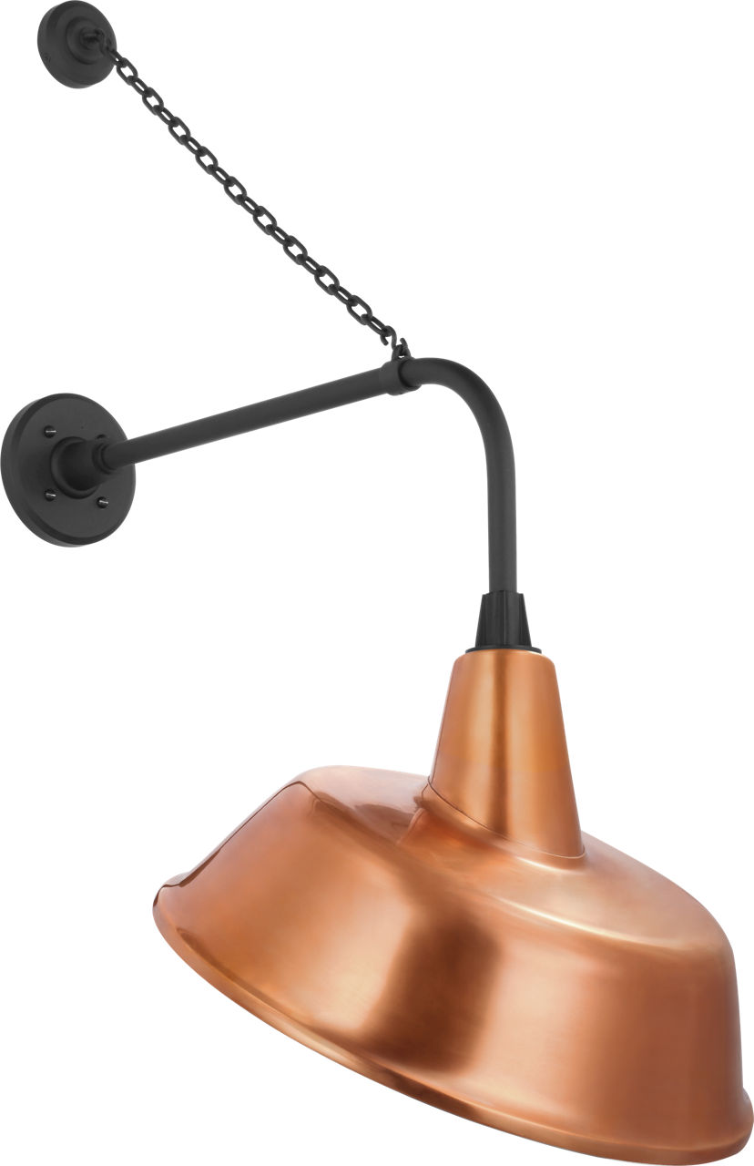 Academy 20" Anchored Rex Barn Light in Matte Black with 16" Soft Copper Tilted Bowers Shade