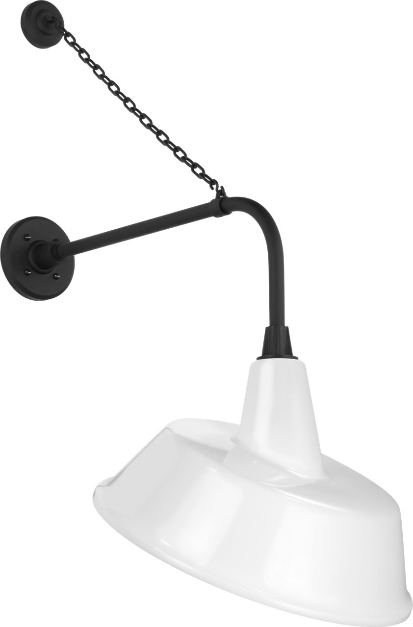 Academy 20" Anchored Rex Barn Light in Matte Black with 16" White Tilted Bowers Shade