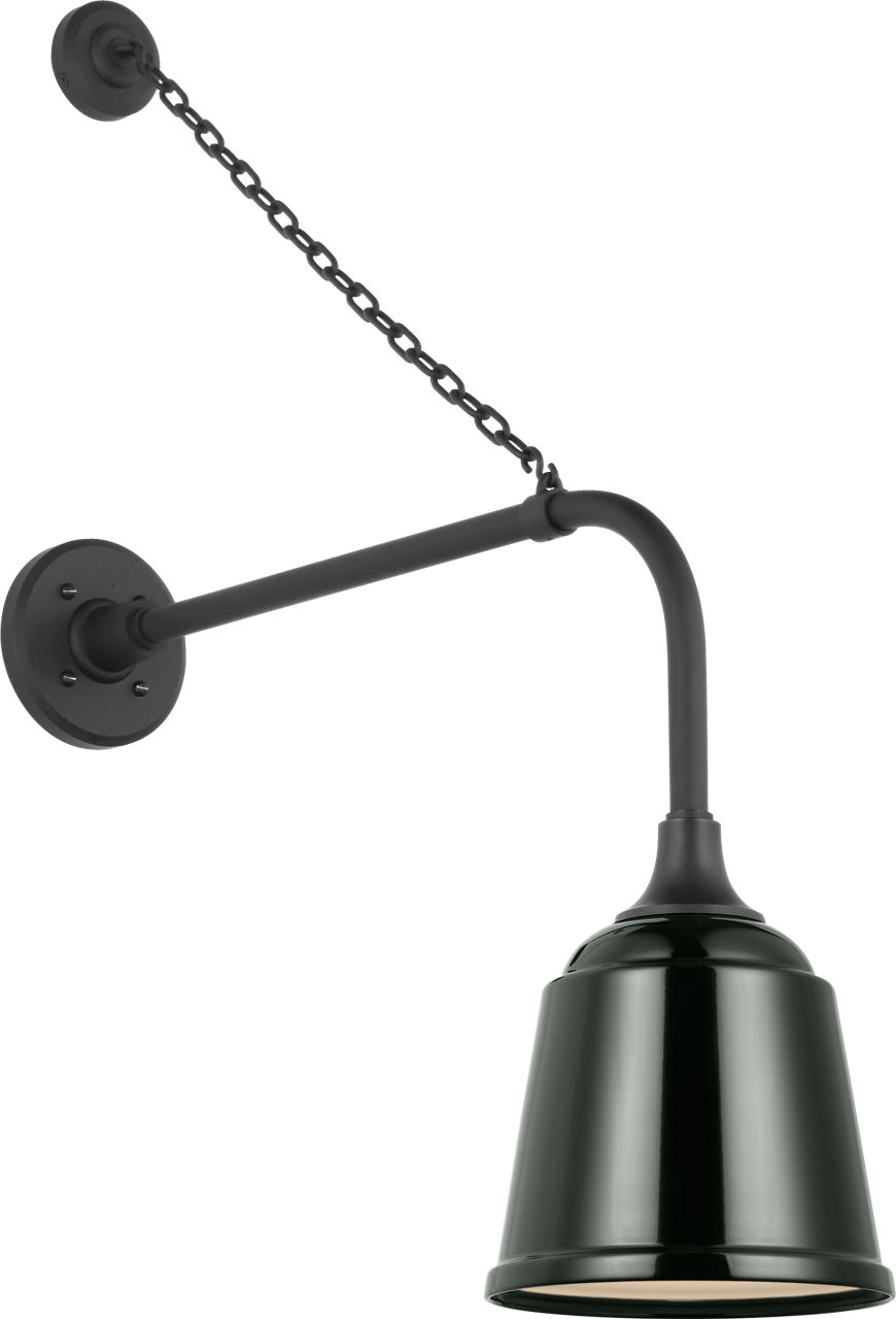 Academy 20" Anchored Rex Barn Light in Matte Black with 8" Green Rockhouse Shade
