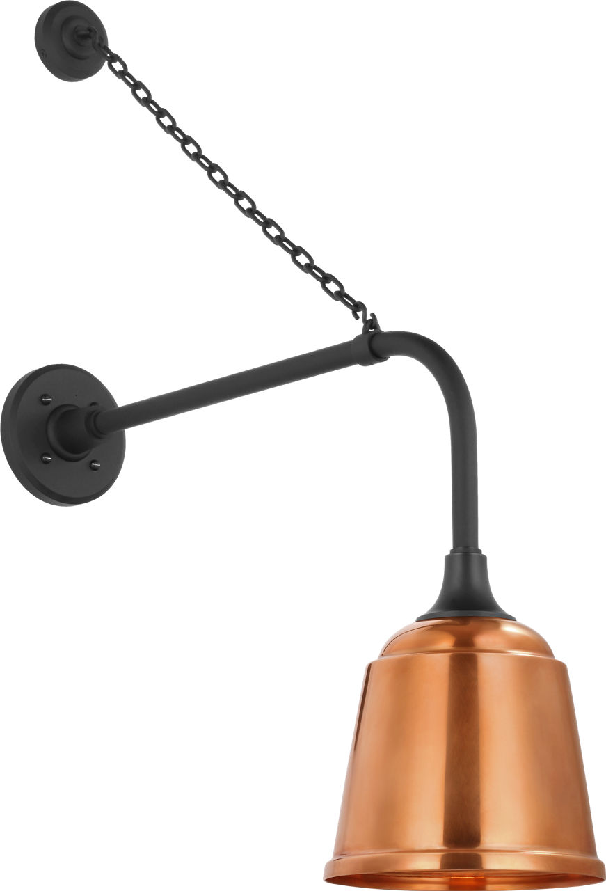 Academy 20" Anchored Rex Barn Light in Matte Black with 8" Soft Copper Rockhouse Shade