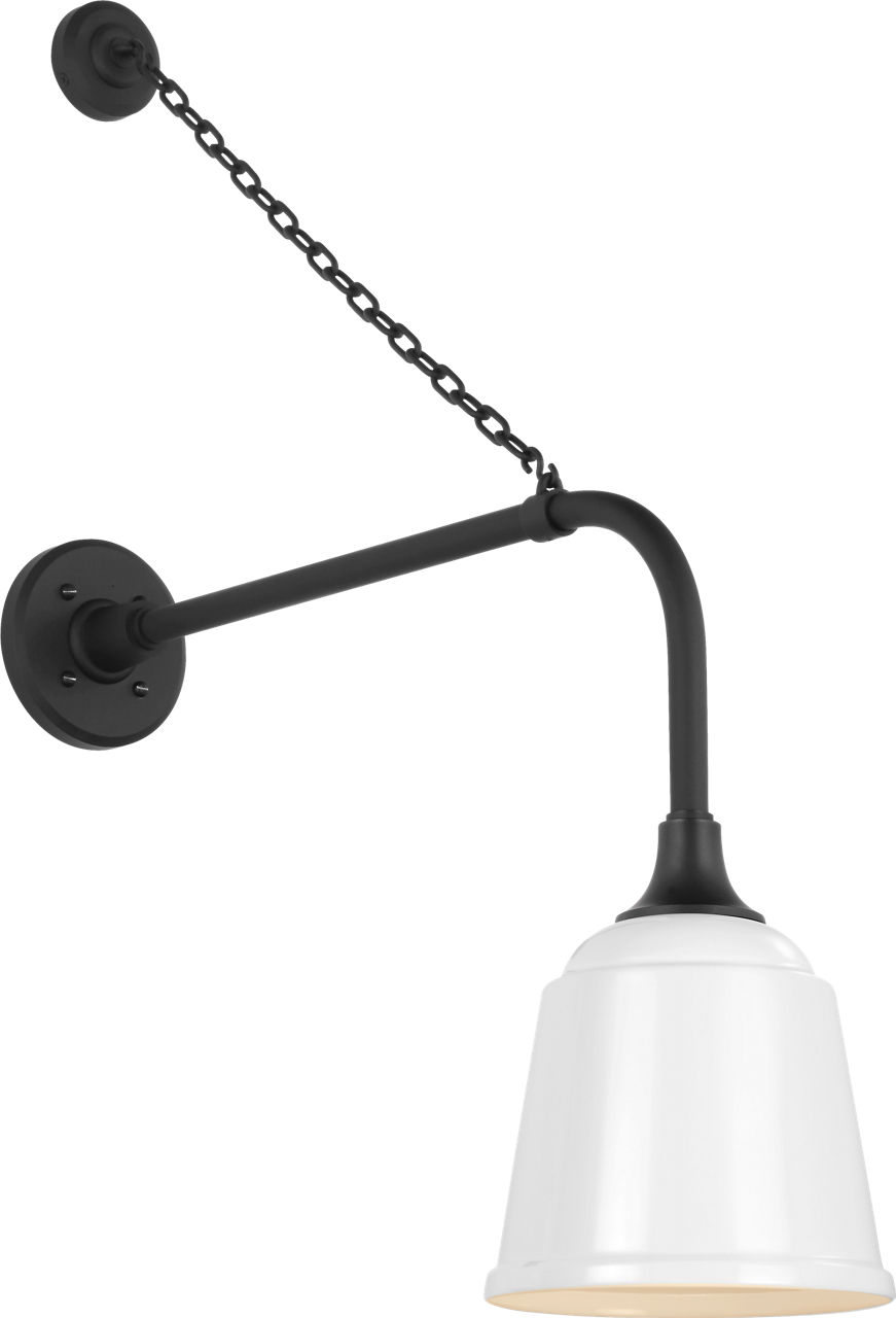 Academy 20" Anchored Rex Barn Light in Matte Black with 8" White Rockhouse Shade