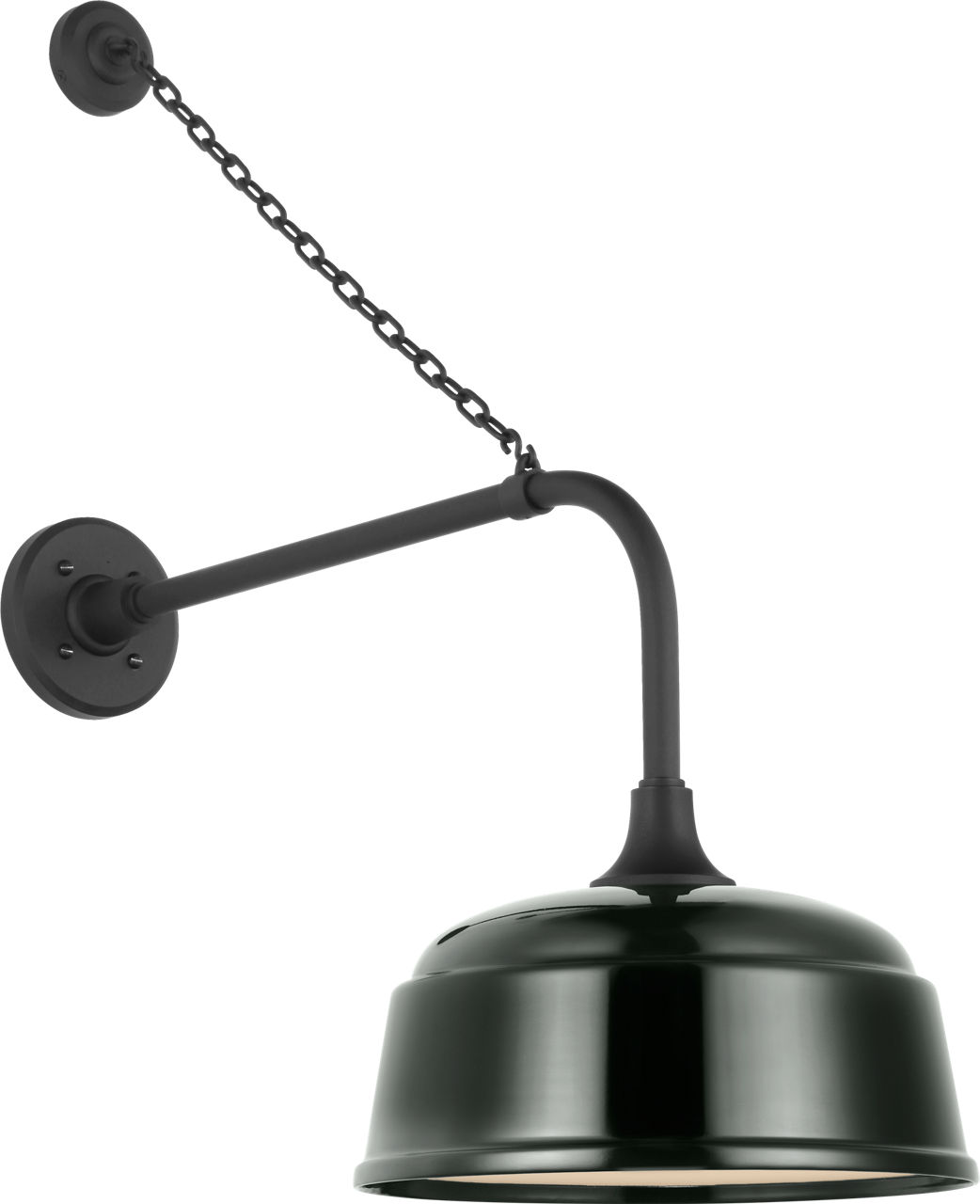 Academy 20" Anchored Rex Barn Light in Matte Black with 12.5" Green Rockhouse Shade