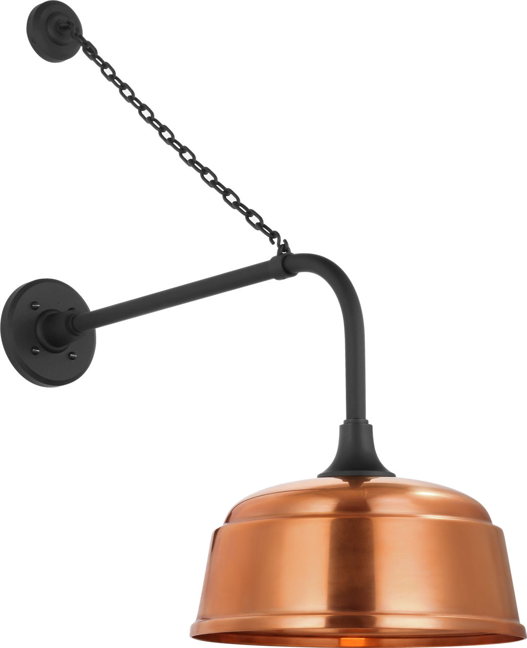 Academy 20" Anchored Rex Barn Light in Matte Black with 12.5" Soft Copper Rockhouse Shade