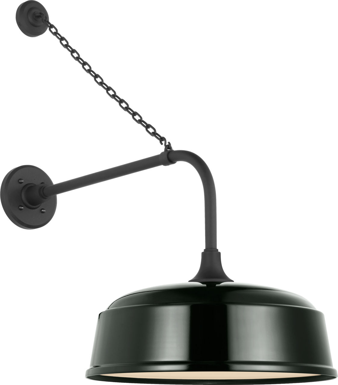 Academy 20" Anchored Rex Barn Light in Matte Black with 16" Green Rockhouse Shade