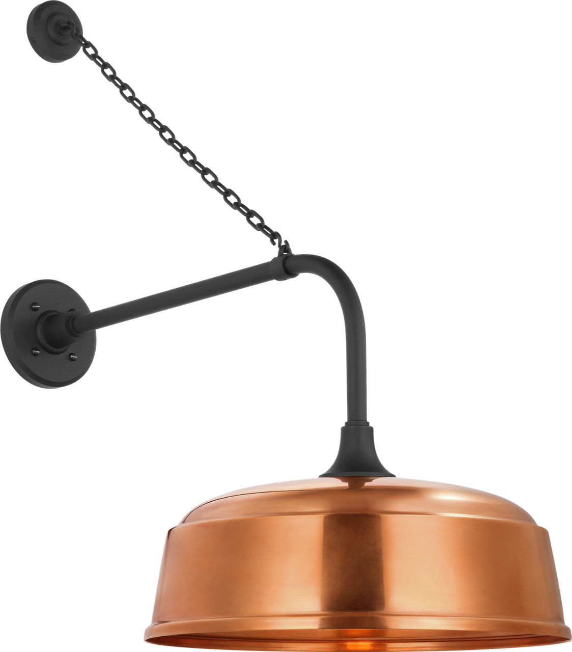 Academy 20" Anchored Rex Barn Light in Matte Black with 16" Soft Copper Rockhouse Shade