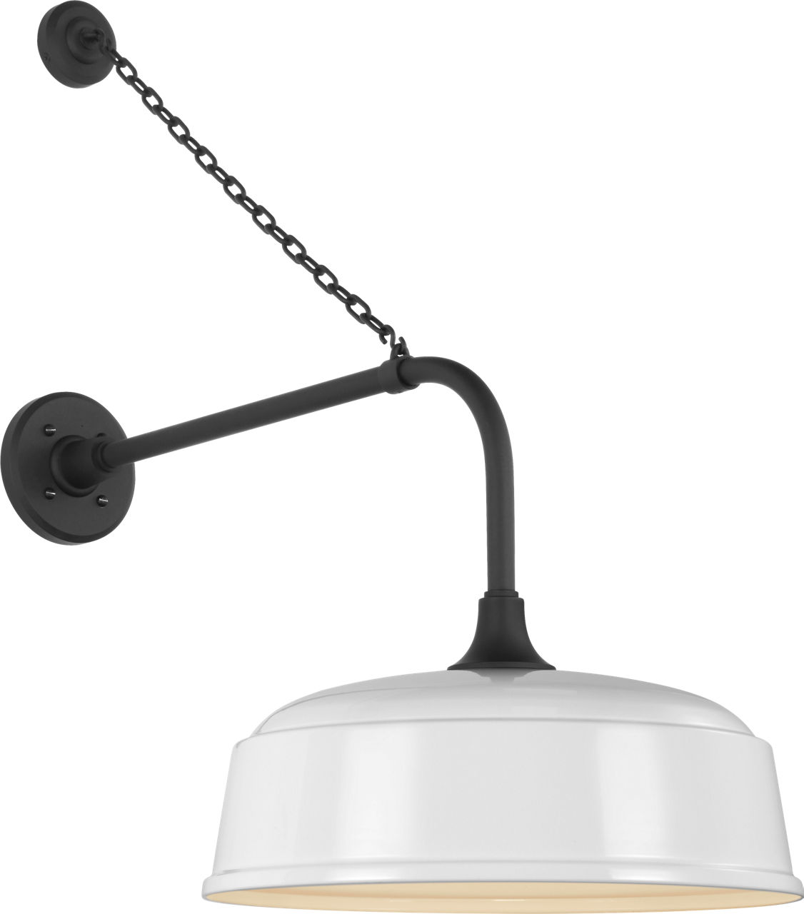Academy 20" Anchored Rex Barn Light in Matte Black with 16" White Rockhouse Shade