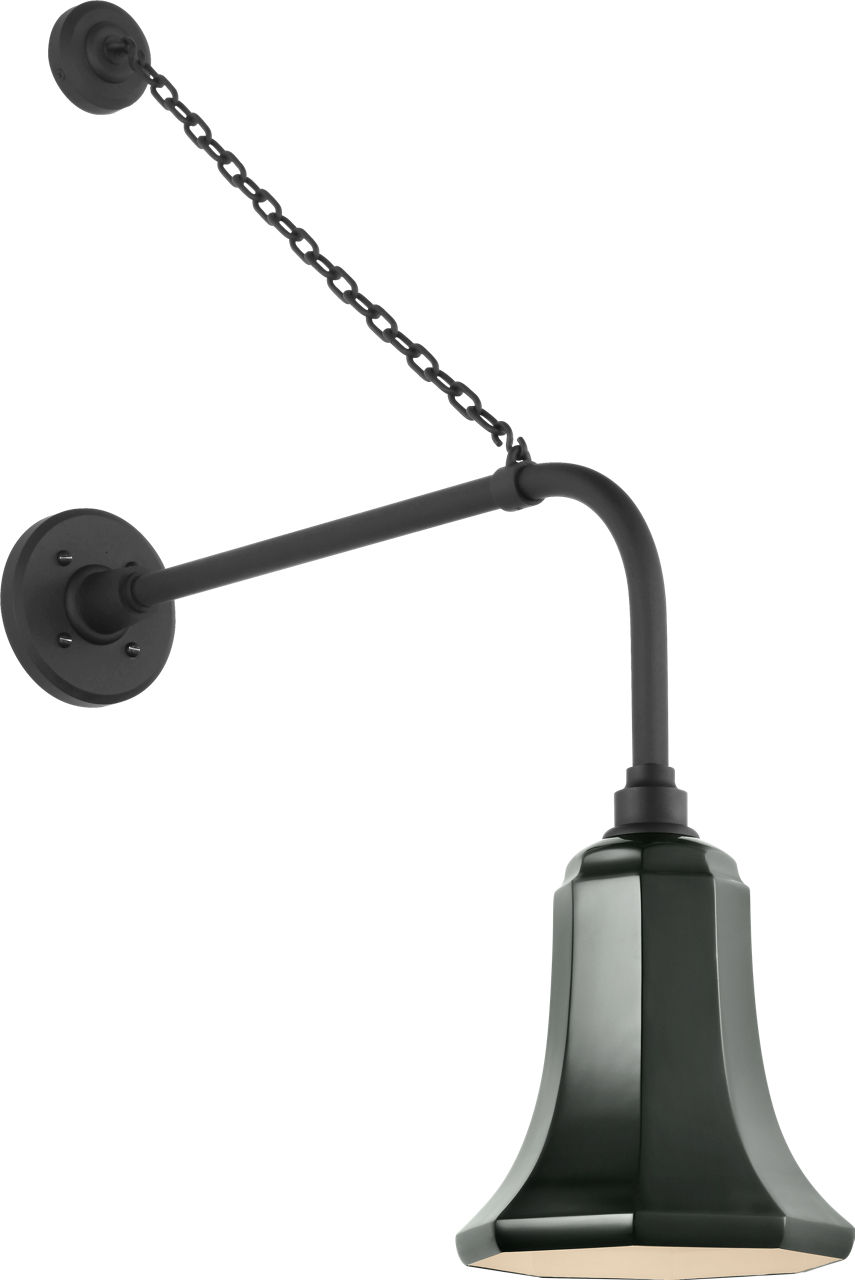 Academy 20" Anchored Rex Barn Light in Matte Black with 7.5" Green Savannah Shade