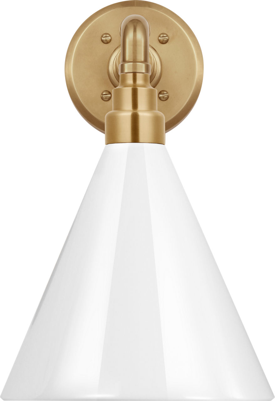Academy 11" Mack Barn Light in Hand-Rubbed Antique Brass with 9" White Conical Savannah Shade