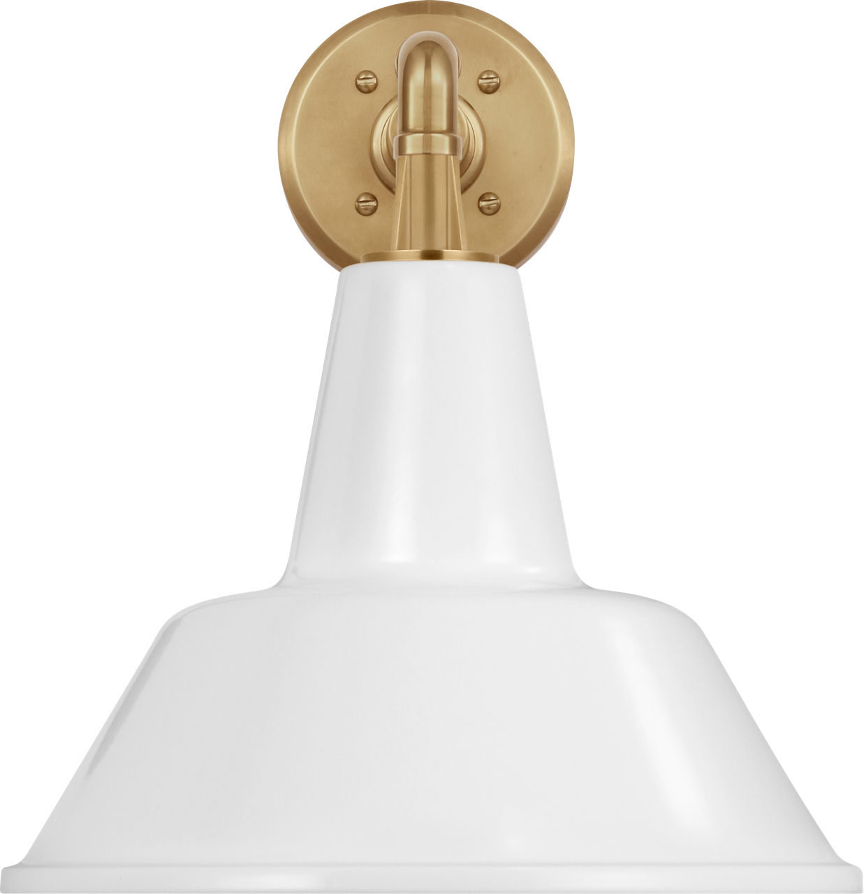 Academy 11" Mack Barn Light in Hand-Rubbed Antique Brass with 12.5" White Bowers Shade
