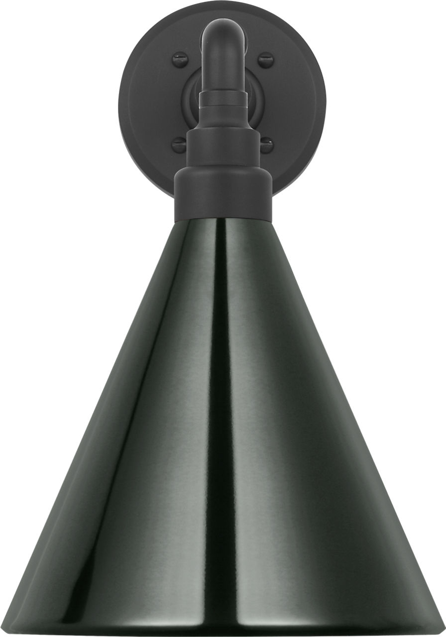 Academy 11" Mack Barn Light in Matte Black with 9" Green Conical Savannah Shade
