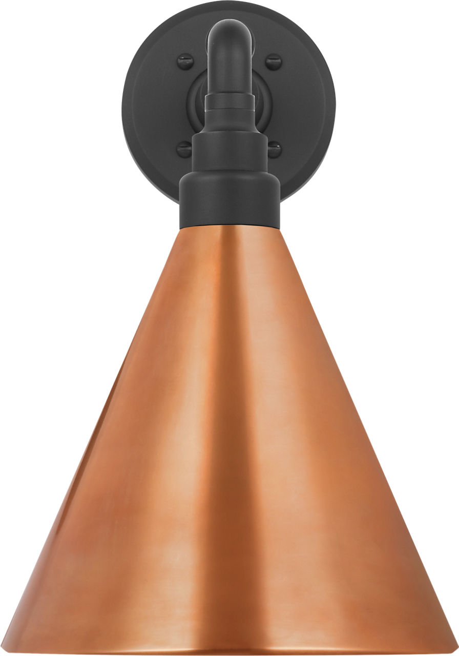 Academy 11" Mack Barn Light in Matte Black with 9" Soft Copper Conical Savannah Shade