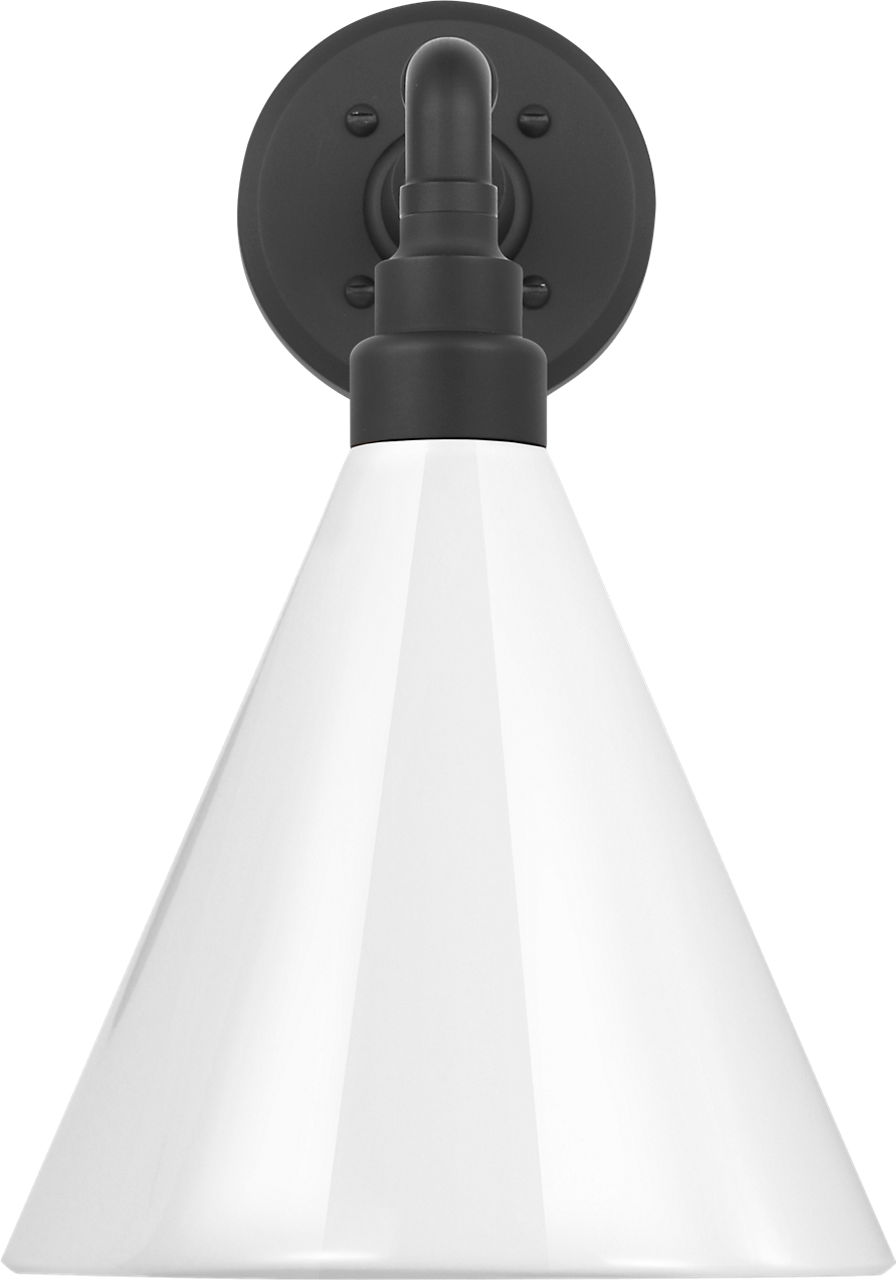 Academy 11" Mack Barn Light in Matte Black with 9" White Conical Savannah Shade