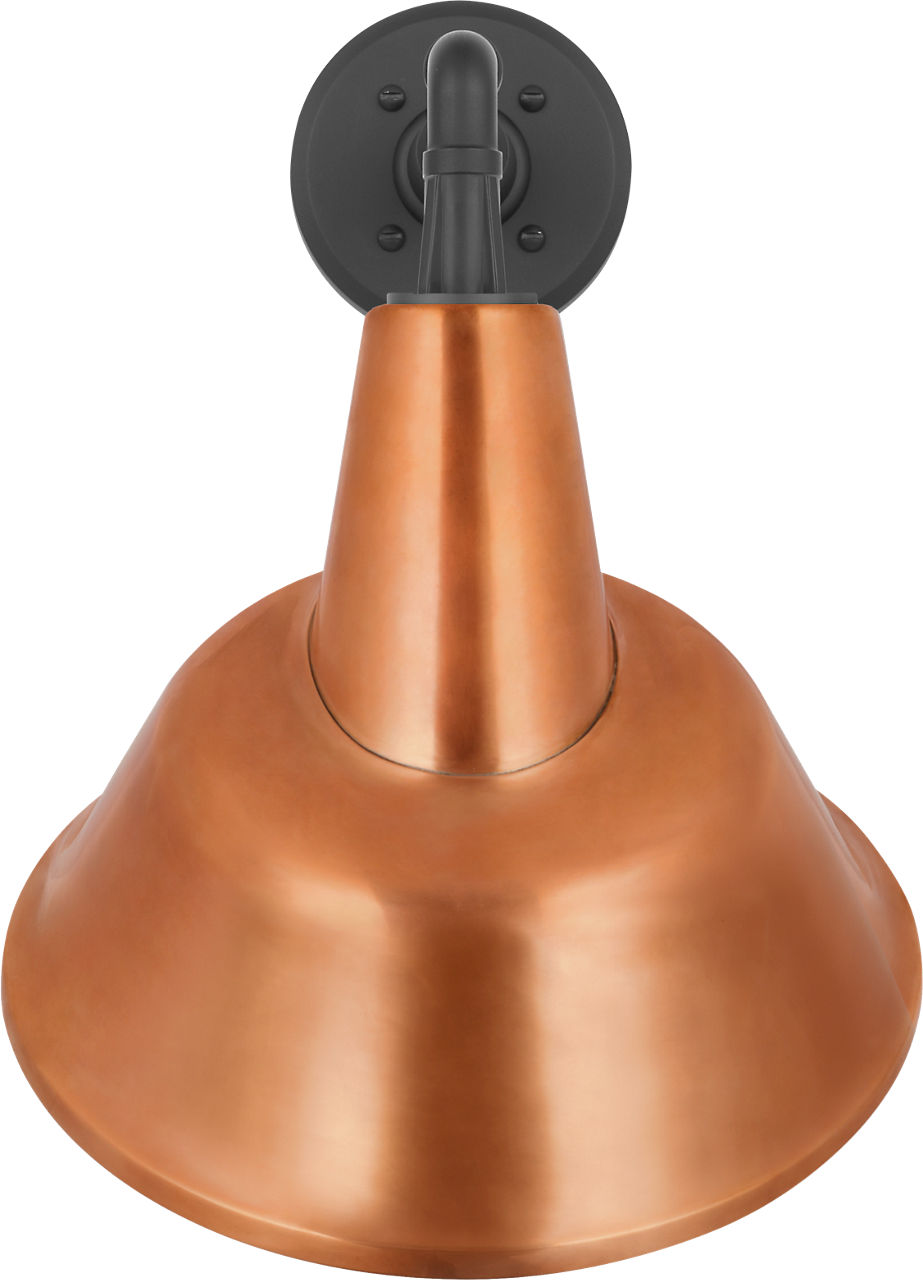 Academy 11" Mack Barn Light in Matte Black with 12.5" Soft Copper Tilted Bowers Shade