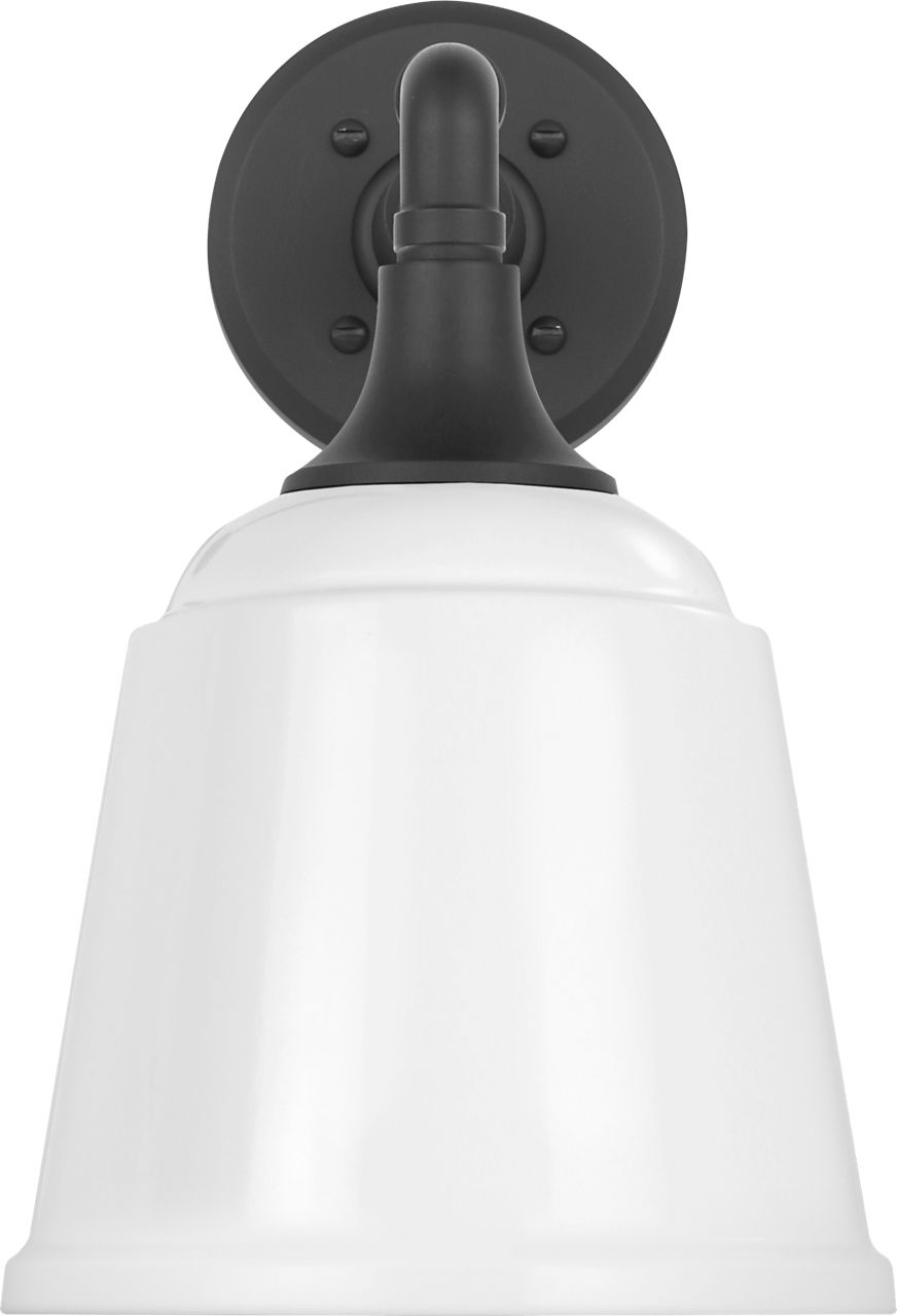 Academy 11" Mack Barn Light in Matte Black with 8" White Rockhouse Shade