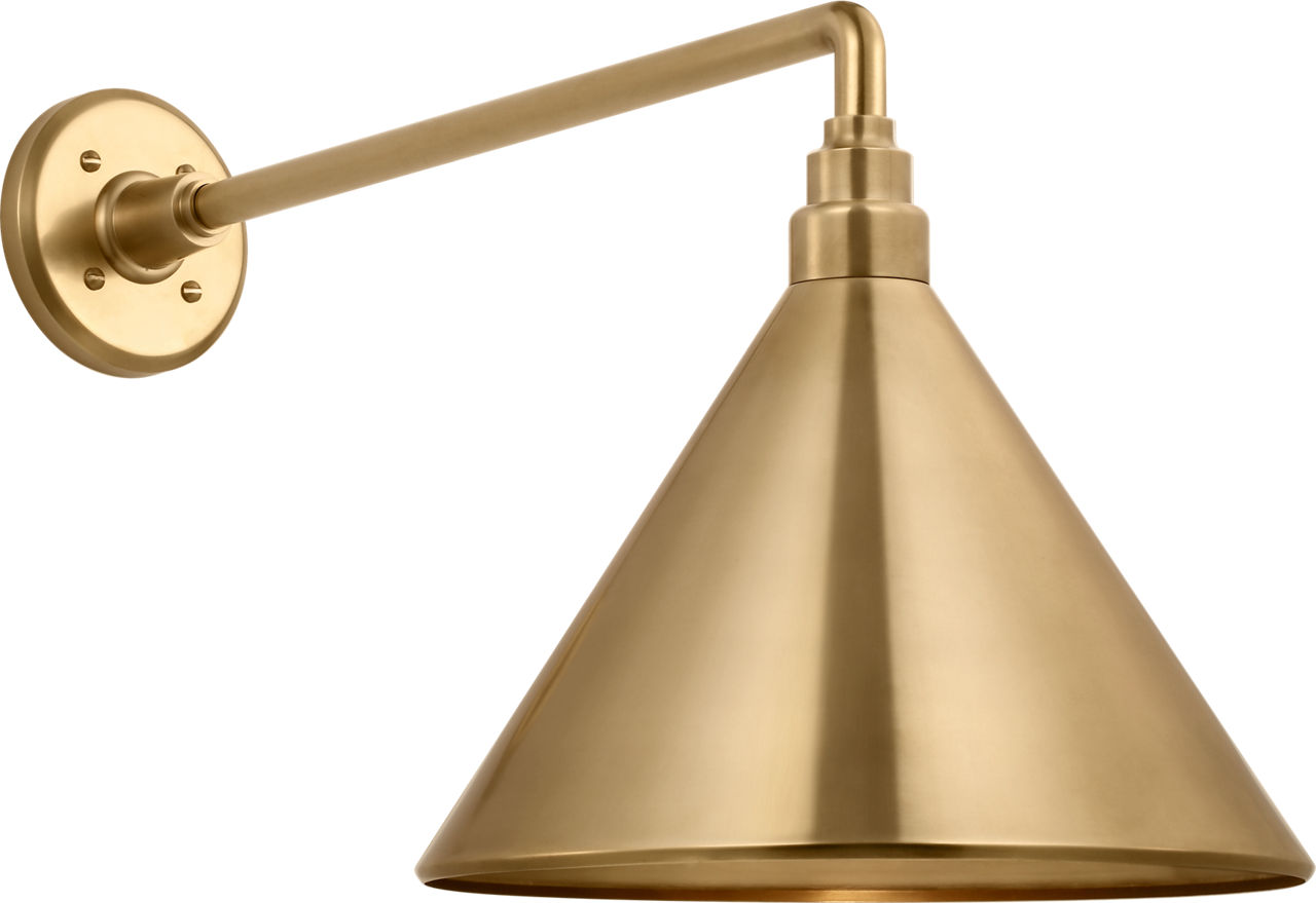Academy 17.5" Mack Barn Light in Hand-Rubbed Antique Brass with 12.5" Conical Savannah Shade