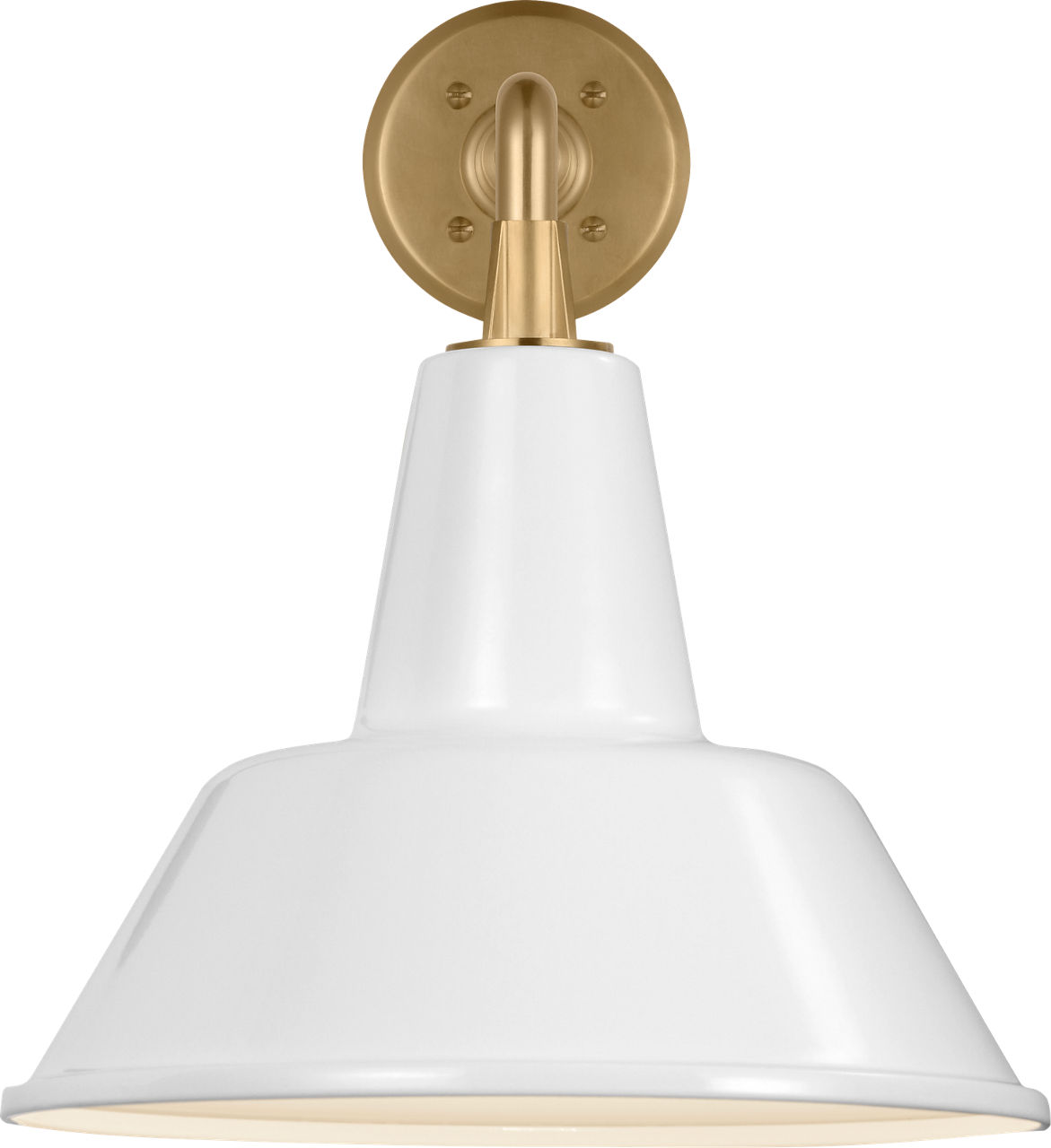 Academy 17.5" Mack Barn Light in Hand-Rubbed Antique Brass with 12.5" White Bowers Shade