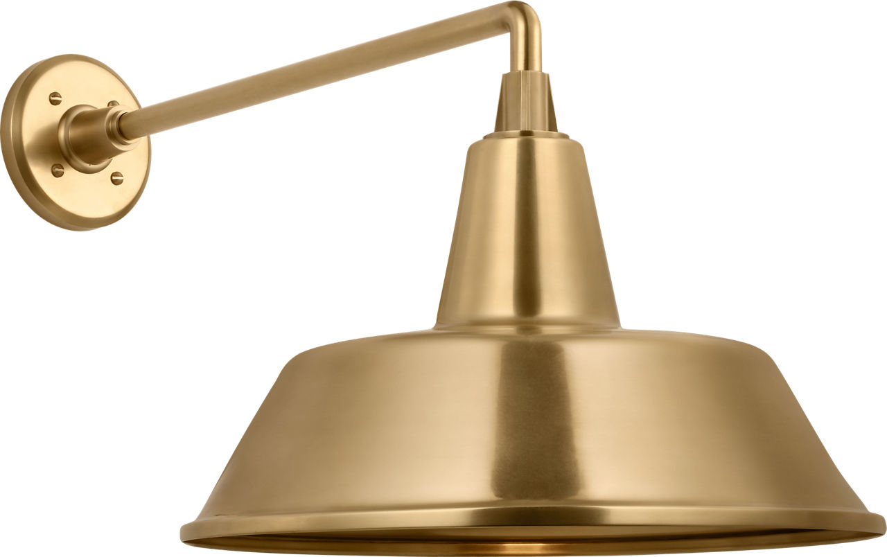Academy 17.5" Mack Barn Light in Hand-Rubbed Antique Brass with 16" Bowers Shade