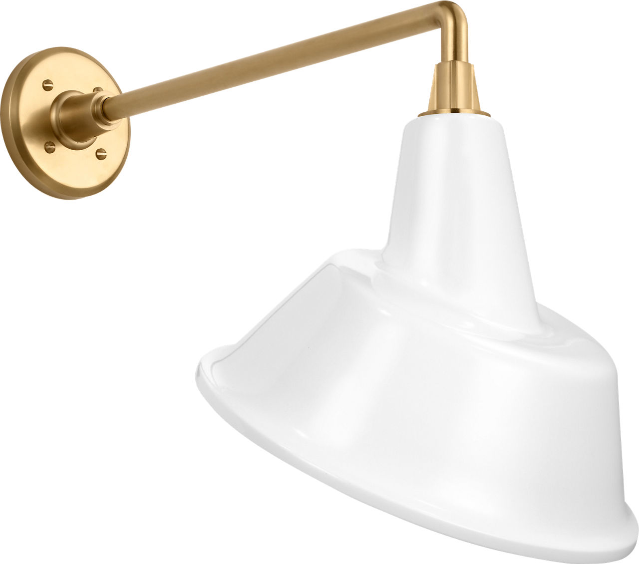 Academy 17.5" Mack Barn Light in Hand-Rubbed Antique Brass with 12.5" White Tilted Bowers Shade