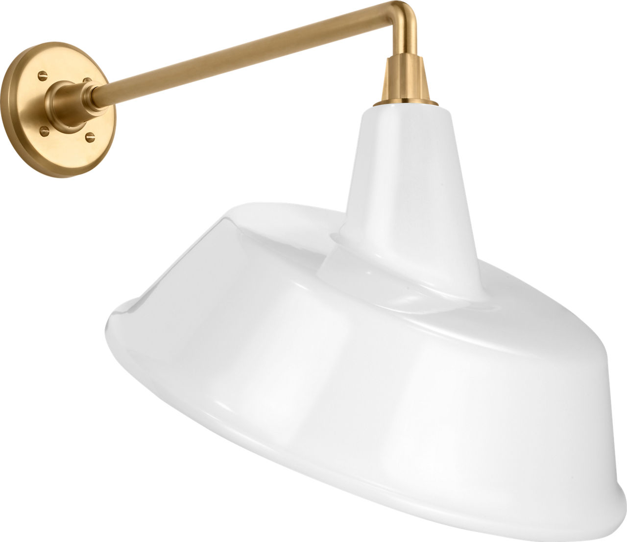 Academy 17.5" Mack Barn Light in Hand-Rubbed Antique Brass with 16" White Tilted Bowers Shade
