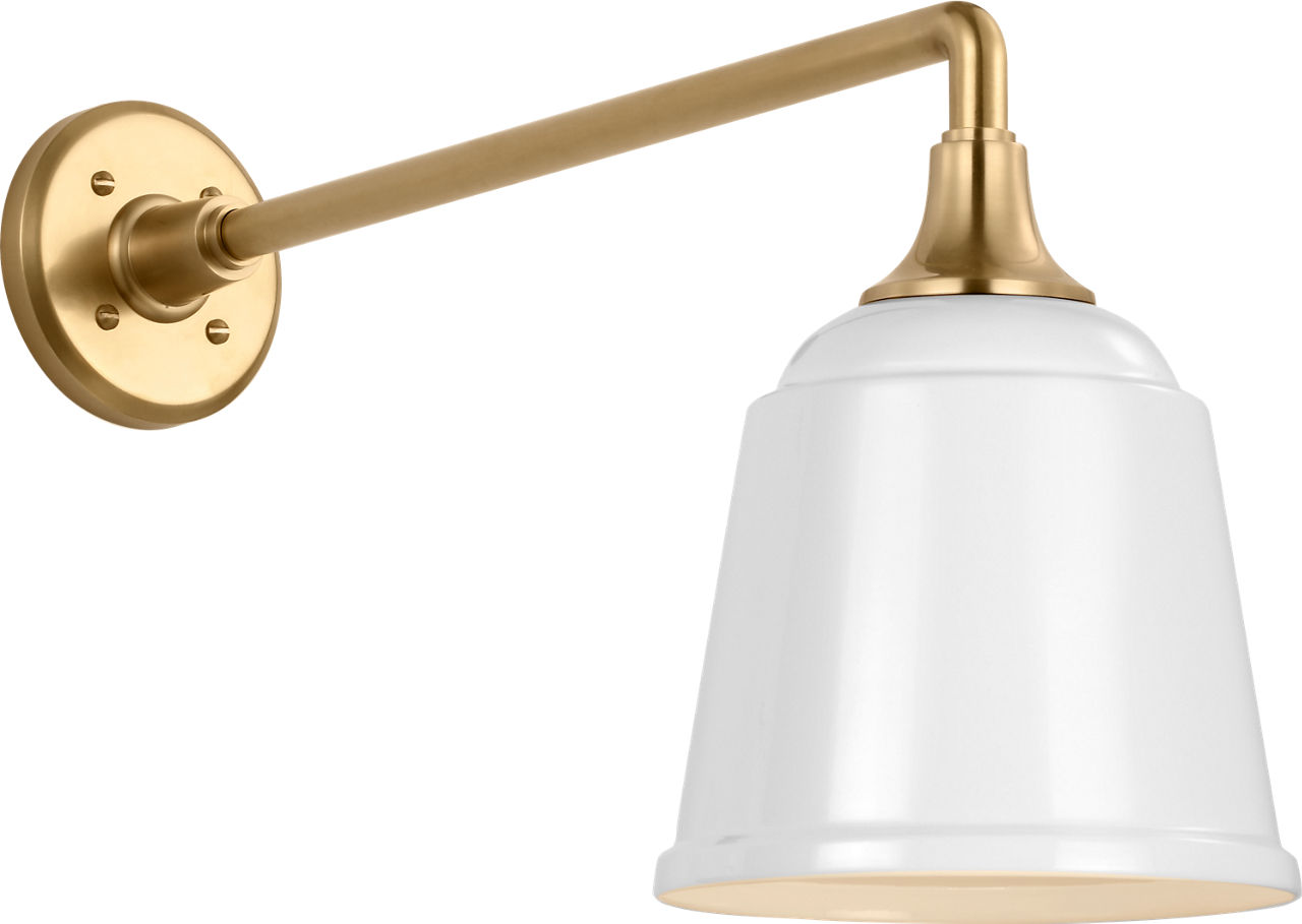 Academy 17.5" Mack Barn Light in Hand-Rubbed Antique Brass with 8" White Rockhouse Shade