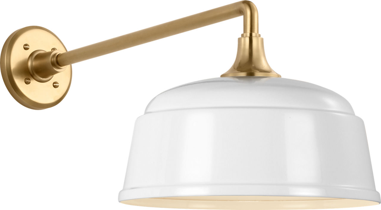 Academy 17.5" Mack Barn Light in Hand-Rubbed Antique Brass with 12.5" White Rockhouse Shade