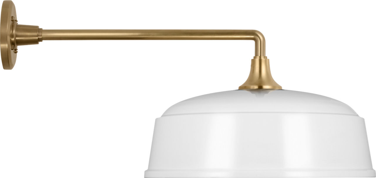 Academy 17.5" Mack Barn Light in Hand-Rubbed Antique Brass with 16" White Rockhouse Shade