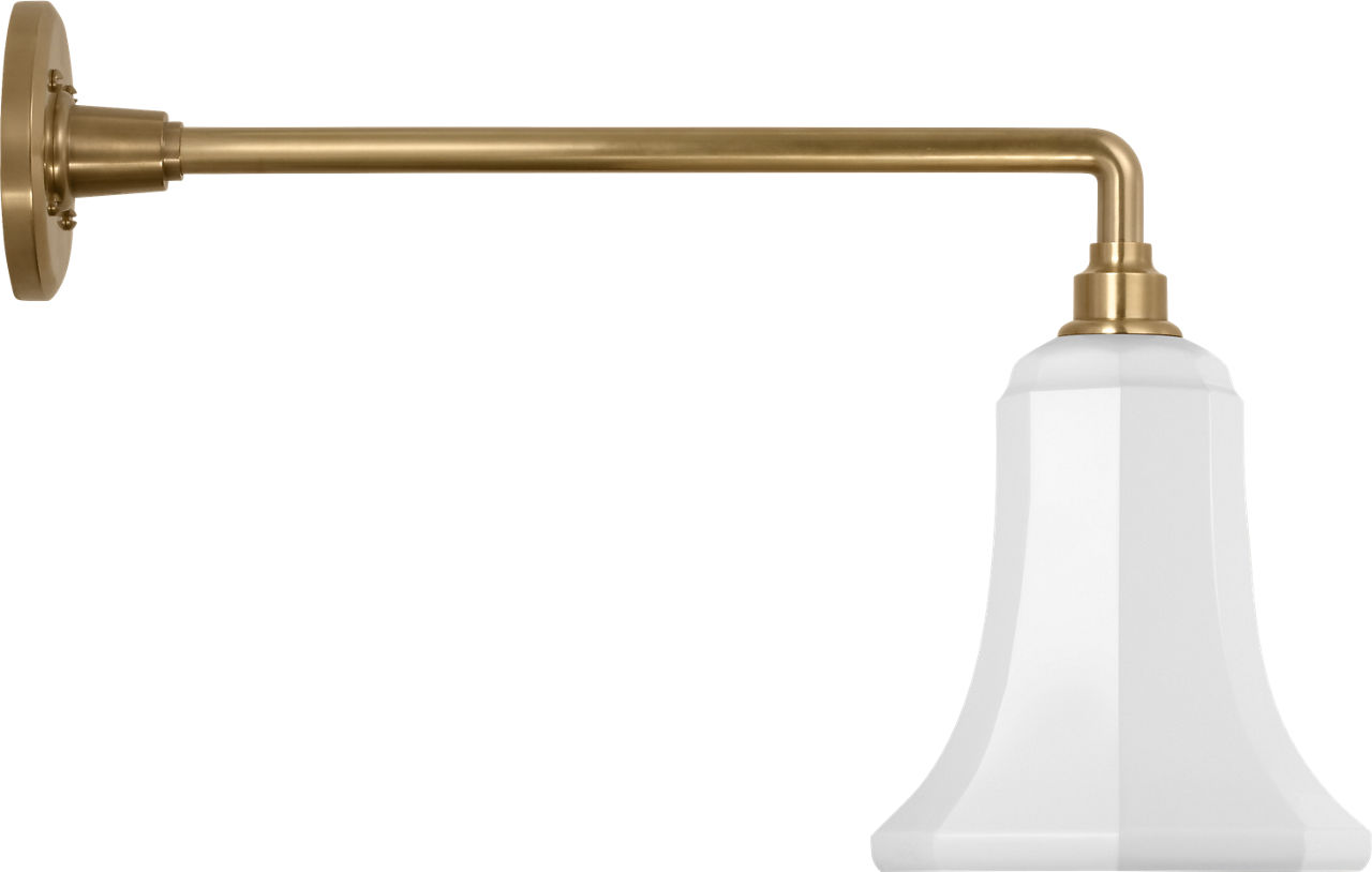 Academy 17.5" Mack Barn Light in Hand-Rubbed Antique Brass with 7.5" White Savannah Shade