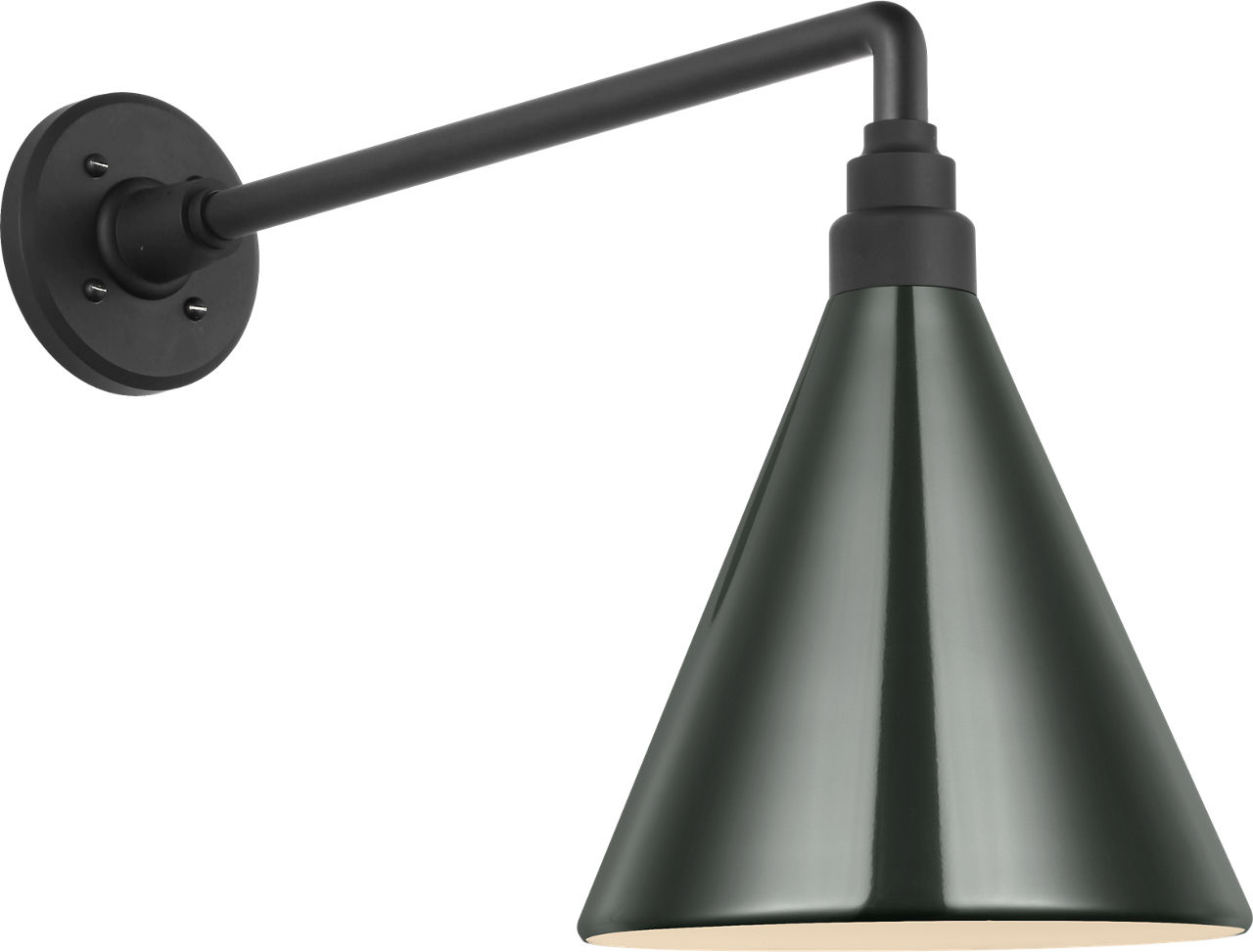 Academy 17.5" Mack Barn Light in Matte Black with 9" Green Conical Savannah Shade