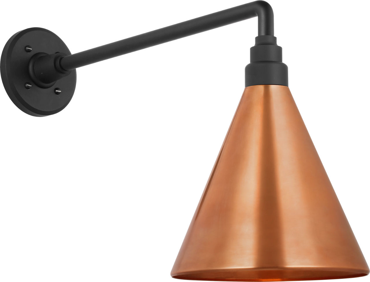 Academy 17.5" Mack Barn Light in Matte Black with 9" Soft Copper Conical Savannah Shade