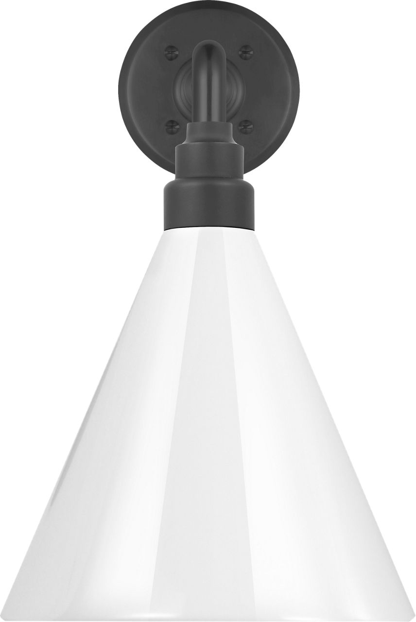 Academy 17.5" Mack Barn Light in Matte Black with 9" White Conical Savannah Shade