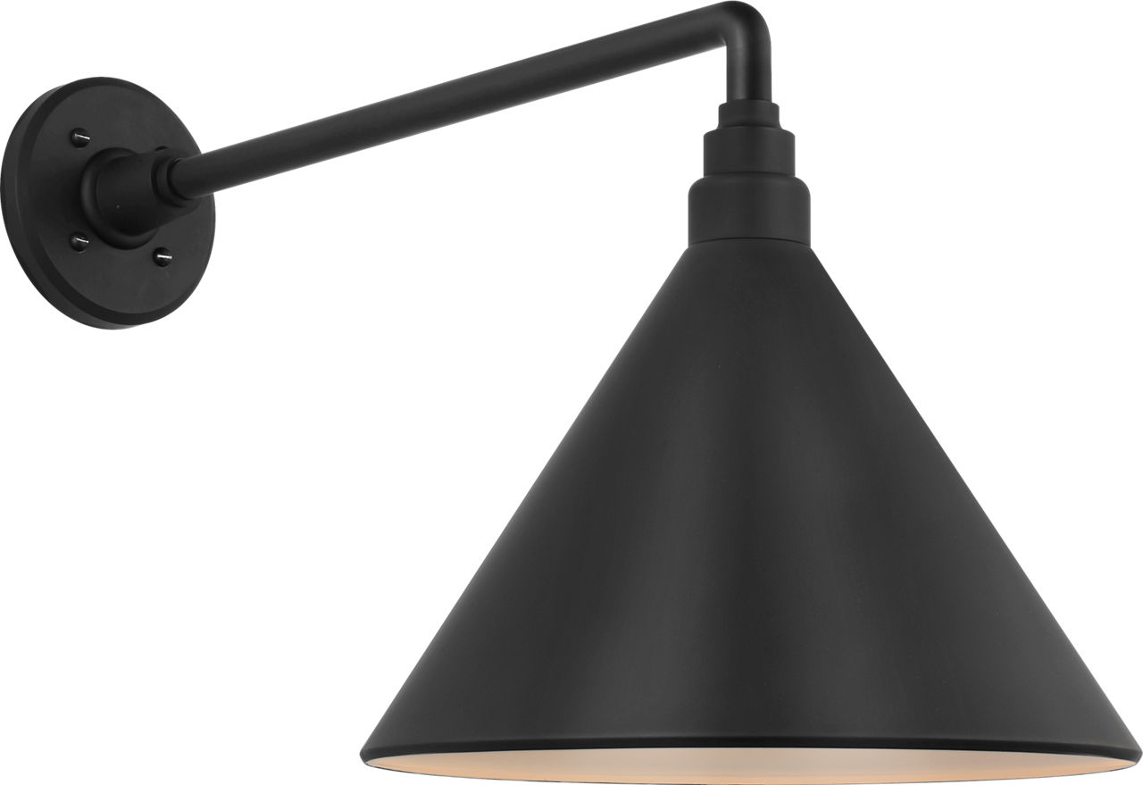 Academy 17.5" Mack Barn Light in Matte Black with 12.5" Conical Savannah Shade