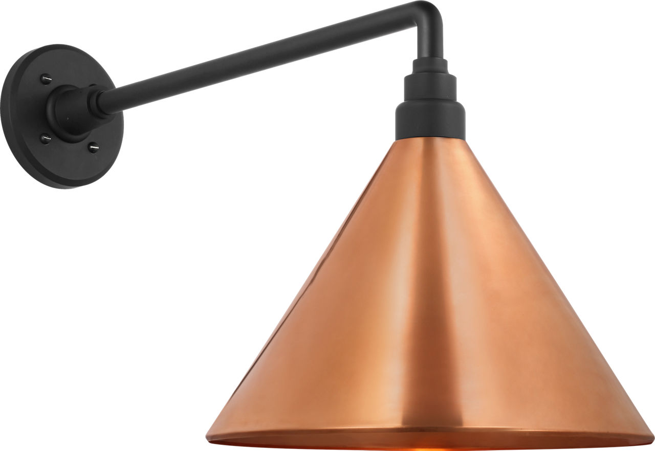 Academy 17.5" Mack Barn Light in Matte Black with 12.5" Soft Copper Conical Savannah Shade
