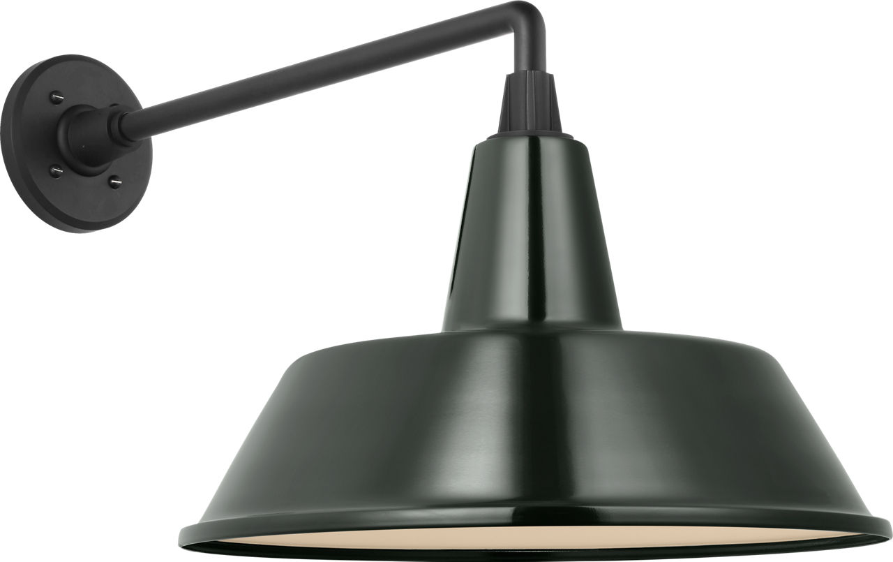 Academy 17.5" Mack Barn Light in Matte Black with 16" Green Bowers Shade