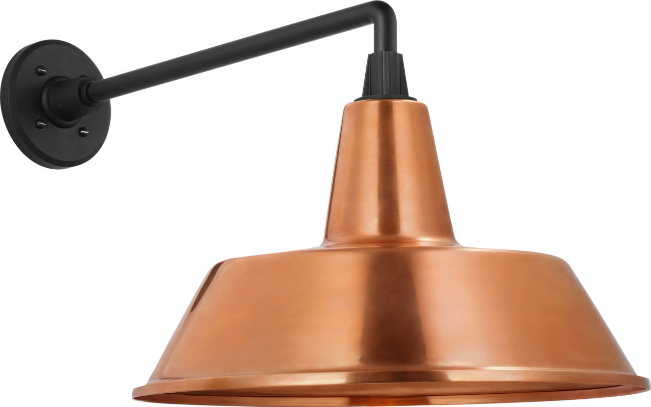 Academy 17.5" Mack Barn Light in Matte Black with 16" Soft Copper Bowers Shade