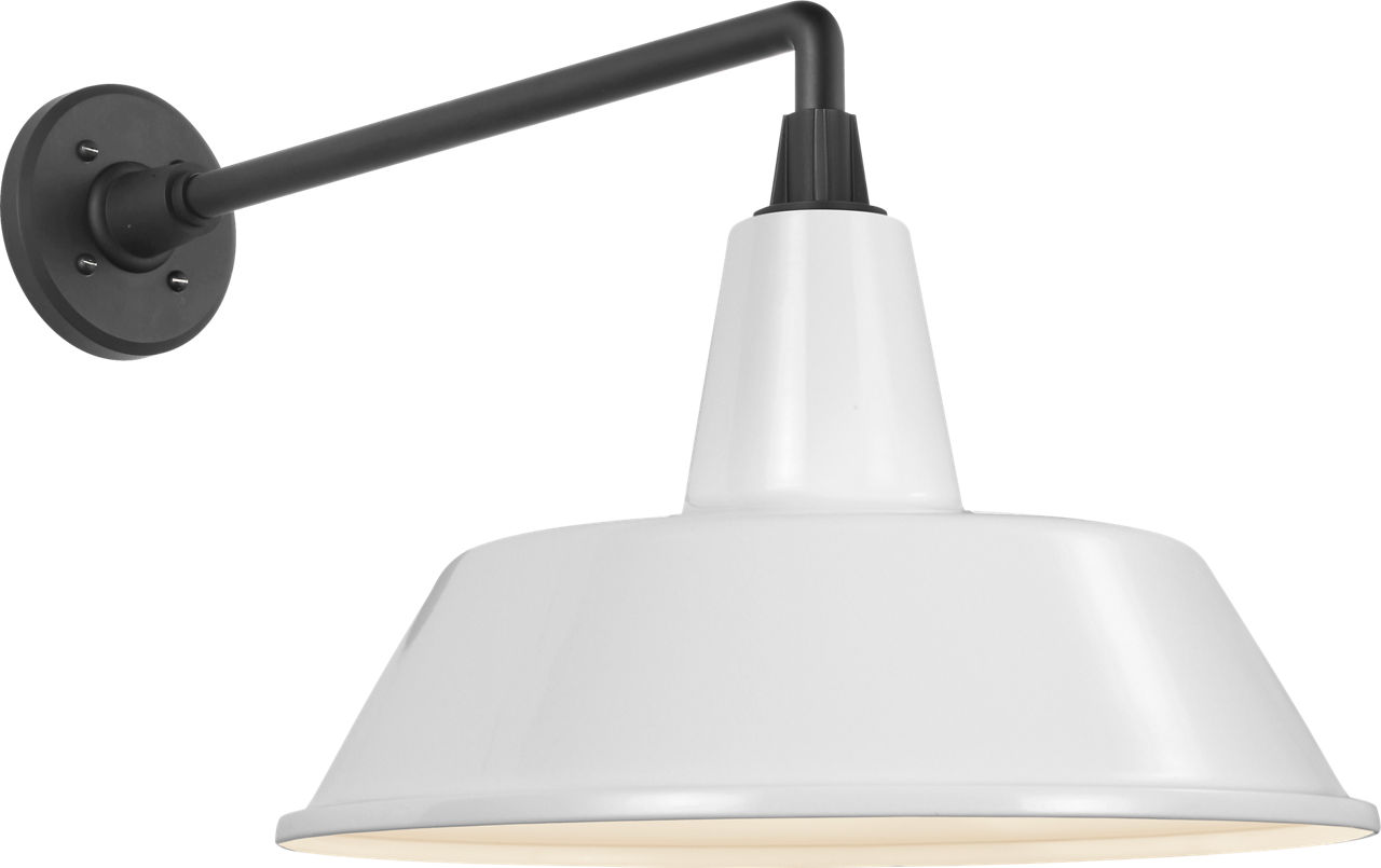 Academy 17.5" Mack Barn Light in Matte Black with 16" White Bowers Shade