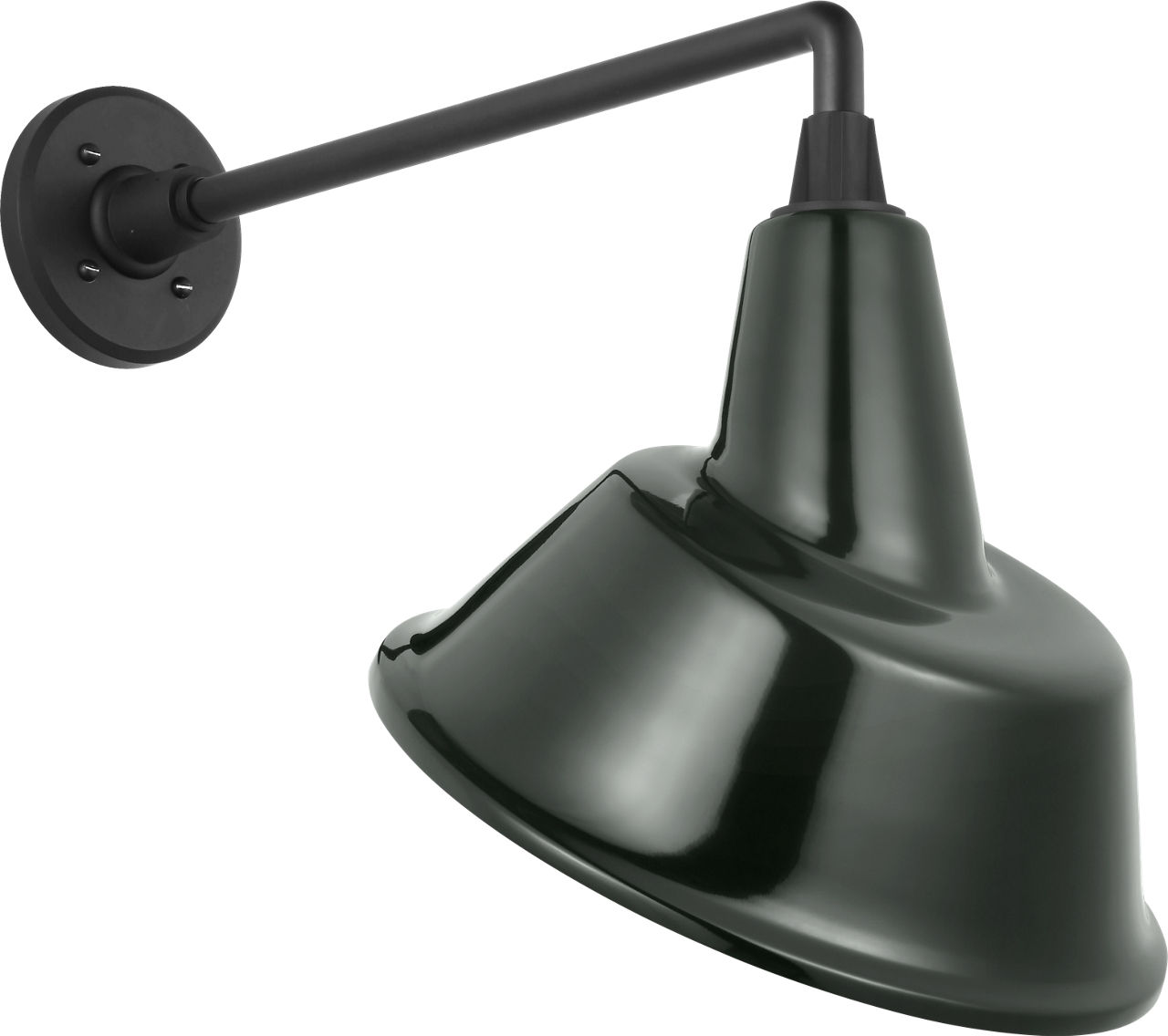 Academy 17.5" Mack Barn Light in Matte Black with 12.5" Green Tilted Bowers Shade