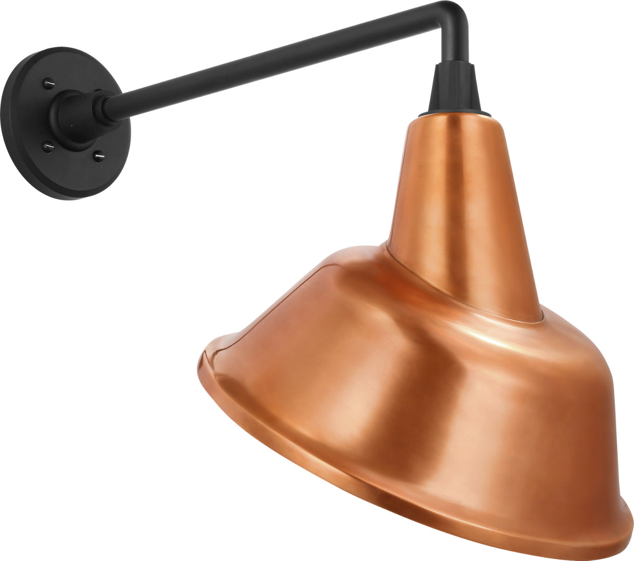 Academy 17.5" Mack Barn Light in Matte Black with 12.5" Soft Copper Tilted Bowers Shade