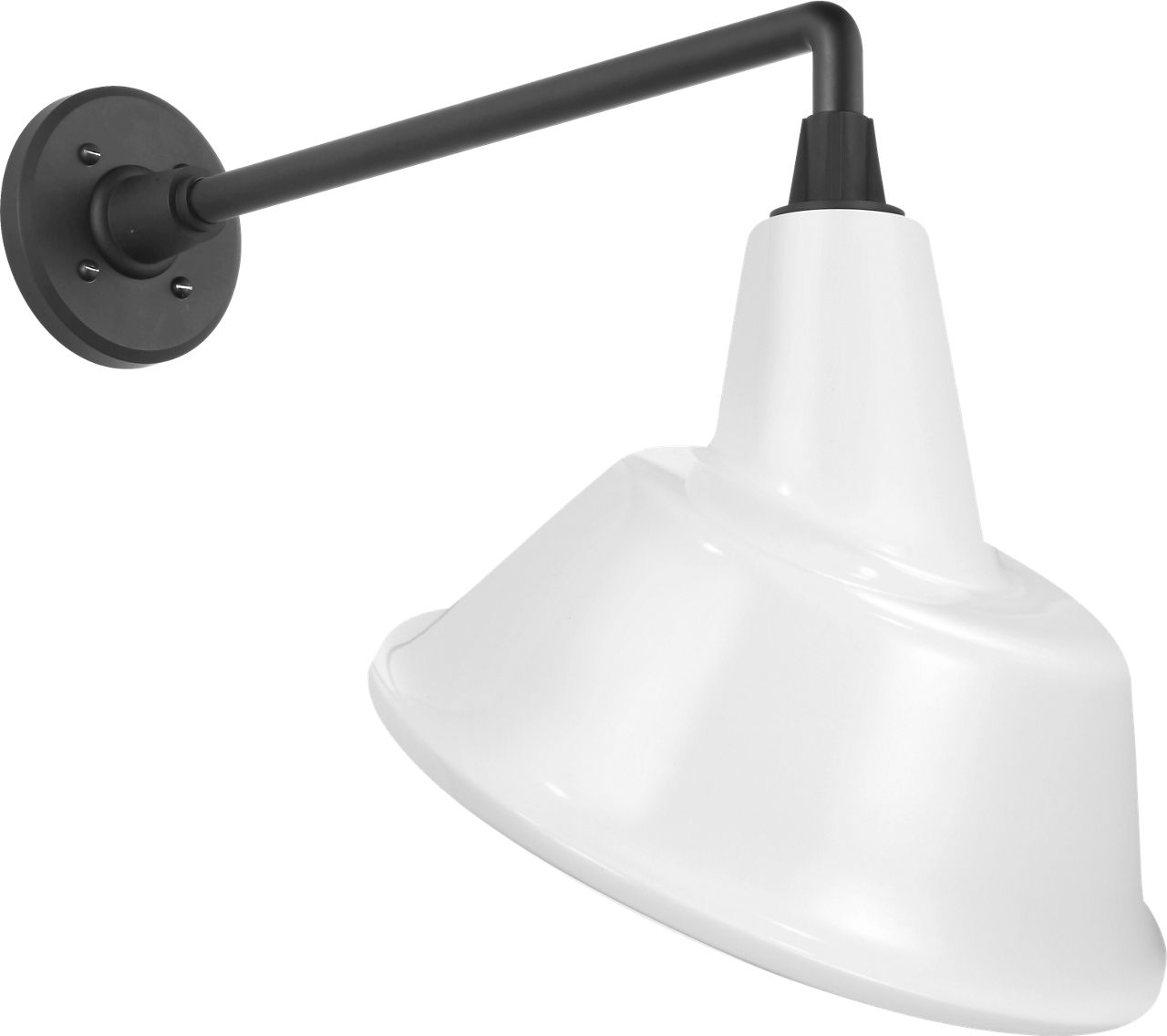 Academy 17.5" Mack Barn Light in Matte Black with 12.5" White Tilted Bowers Shade