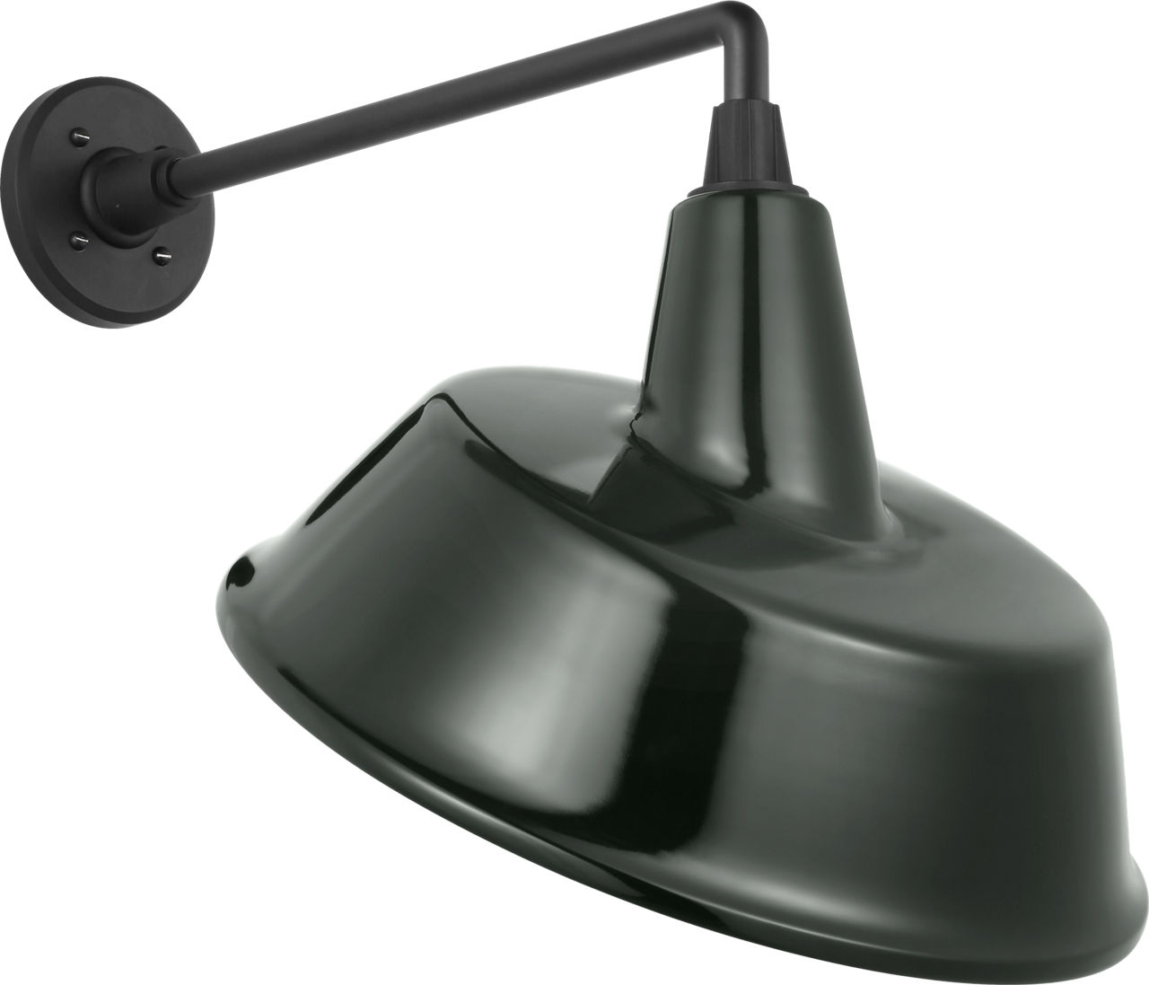 Academy 17.5" Mack Barn Light in Matte Black with 16" Green Tilted Bowers Shade