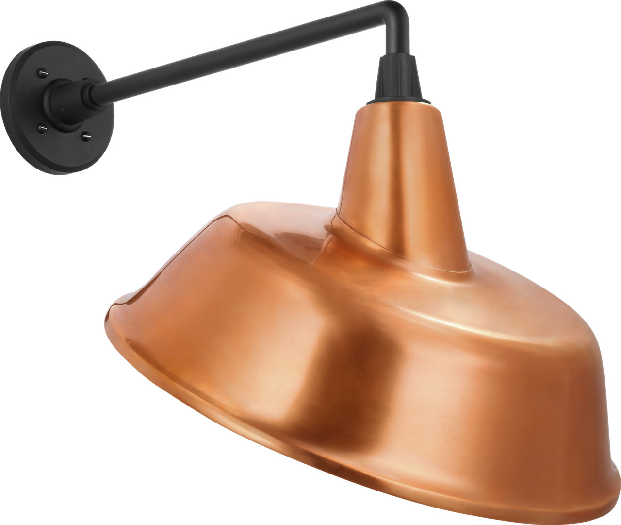 Academy 17.5" Mack Barn Light in Matte Black with 16" Soft Copper Tilted Bowers Shade