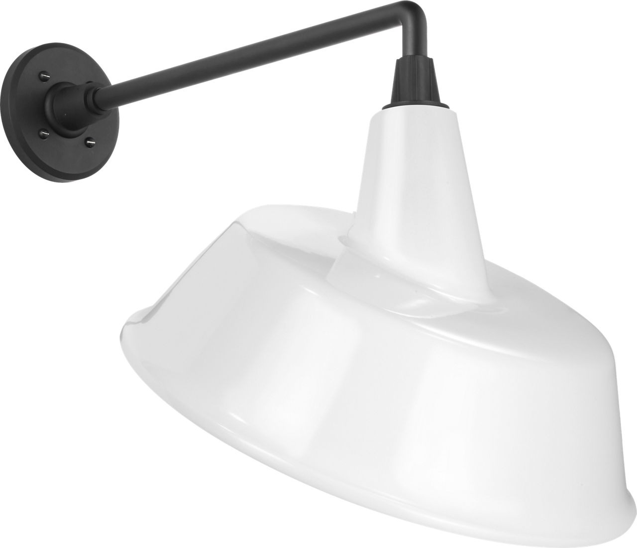 Academy 17.5" Mack Barn Light in Matte Black with 16" White Tilted Bowers Shade