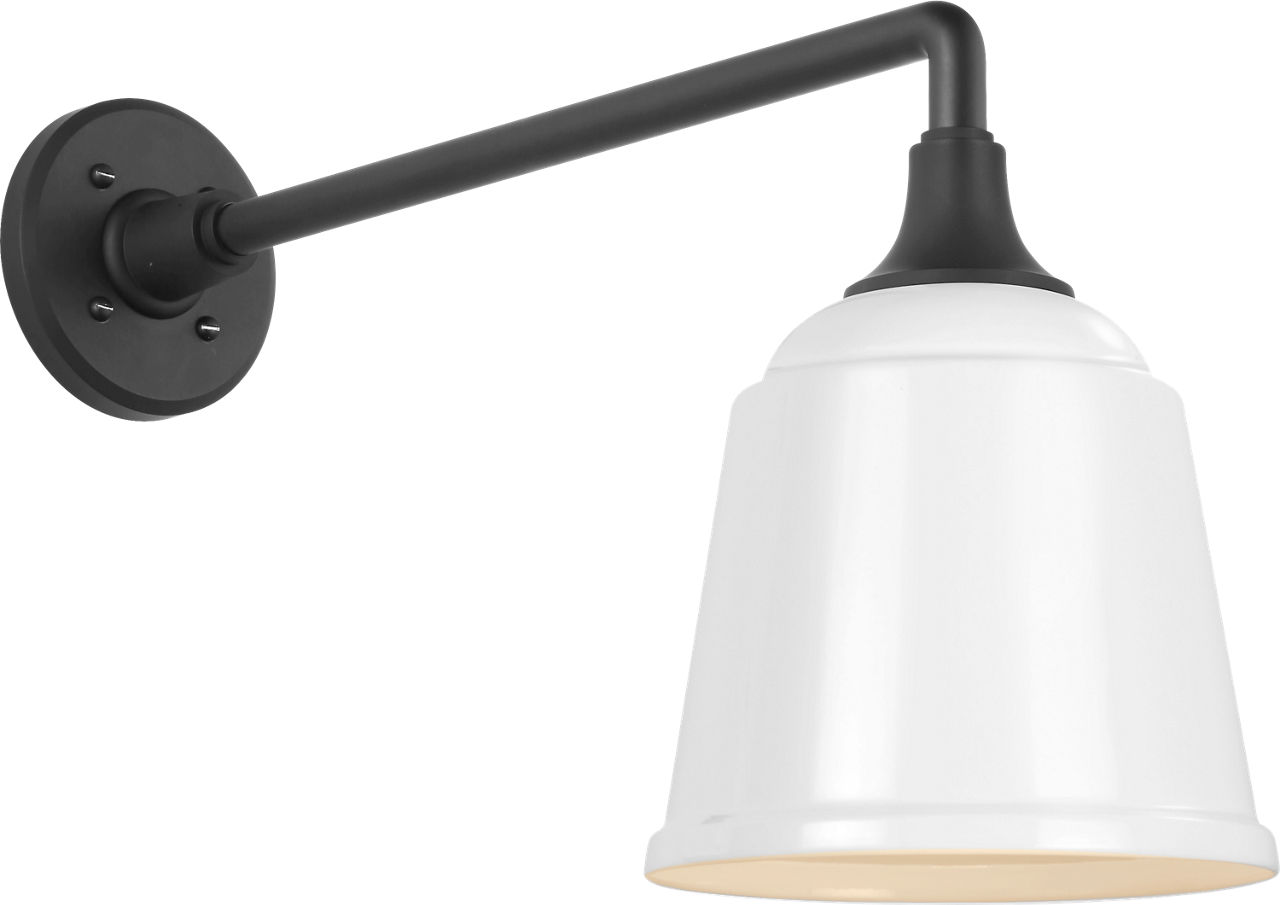 Academy 17.5" Mack Barn Light in Matte Black with 8" White Rockhouse Shade