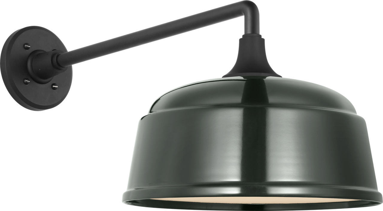 Academy 17.5" Mack Barn Light in Matte Black with 12.5" Green Rockhouse Shade