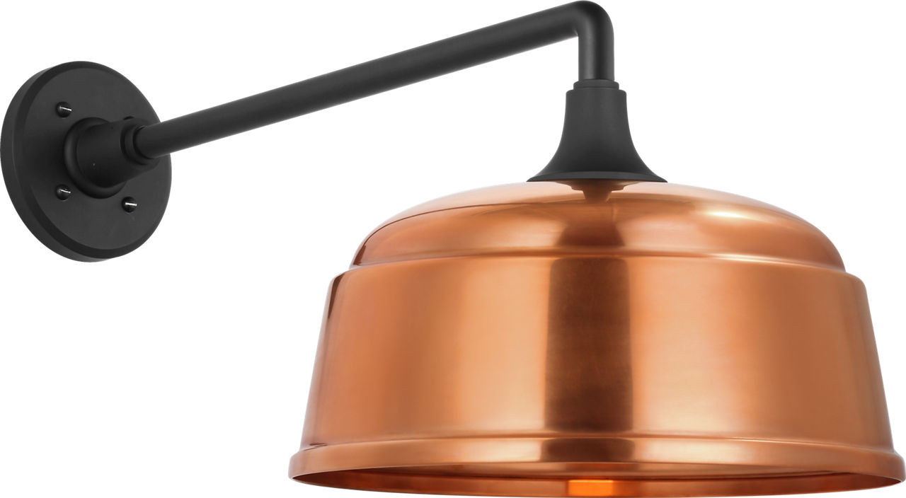 Academy 17.5" Mack Barn Light in Matte Black with 12.5" Soft Copper Rockhouse Shade