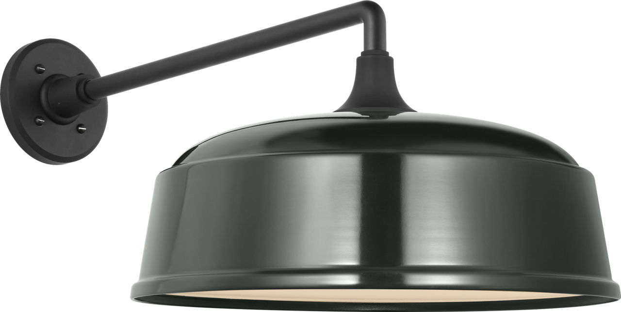 Academy 17.5" Mack Barn Light in Matte Black with 16" Green Rockhouse Shade