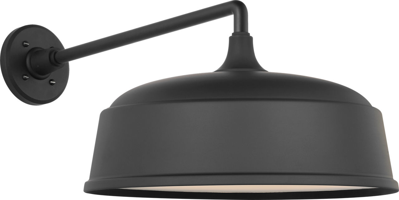 Academy 17.5" Mack Barn Light in Matte Black with 16" Rockhouse Shade
