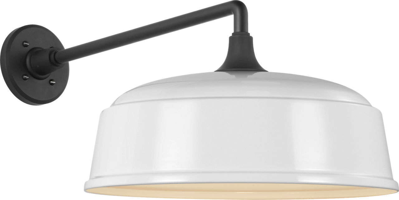 Academy 17.5" Mack Barn Light in Matte Black with 16" White Rockhouse Shade