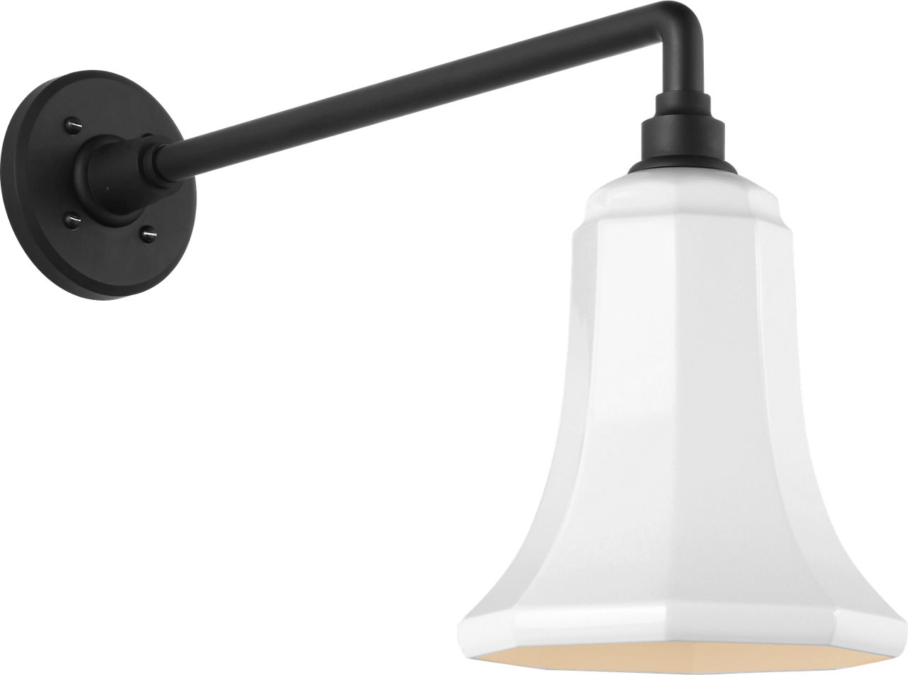 Academy 17.5" Mack Barn Light in Matte Black with 7.5" White Savannah Shade