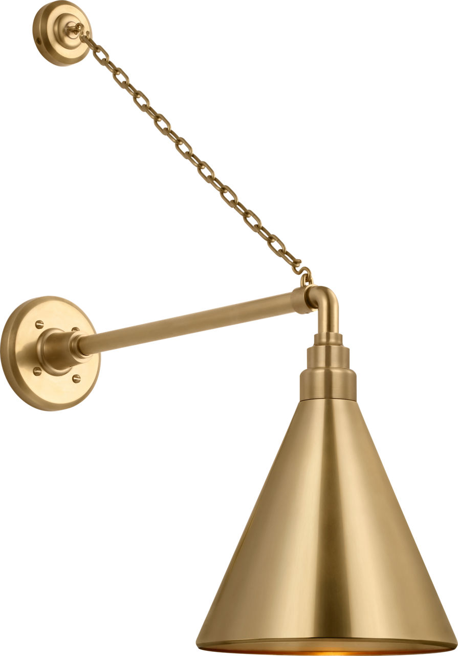 Academy 17.5" Anchored Mack Barn Light in Hand-Rubbed Antique Brass with 9" Conical Savannah Shade